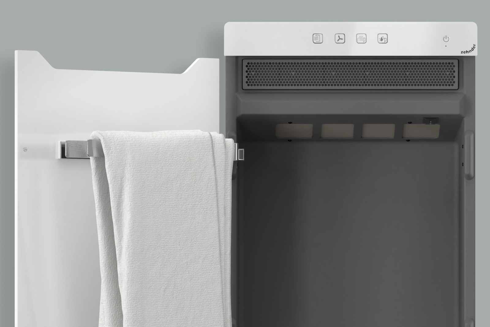 Zehnder Zenia con asciugamani da bagno appesi Asciugamani da bagno appesi nell'armadio