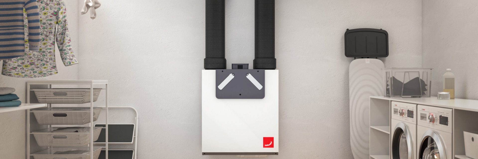 Rendering Zehnder ComfoAir E200 Comfortable indoor ventilation Front view