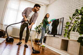 AdobeStock_370118905 Happy couple cleaning their home, Clean, Living Room,