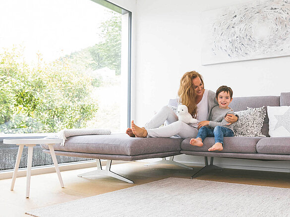 Wohnzimmer mit kontrollierter Wohnraumlüftung