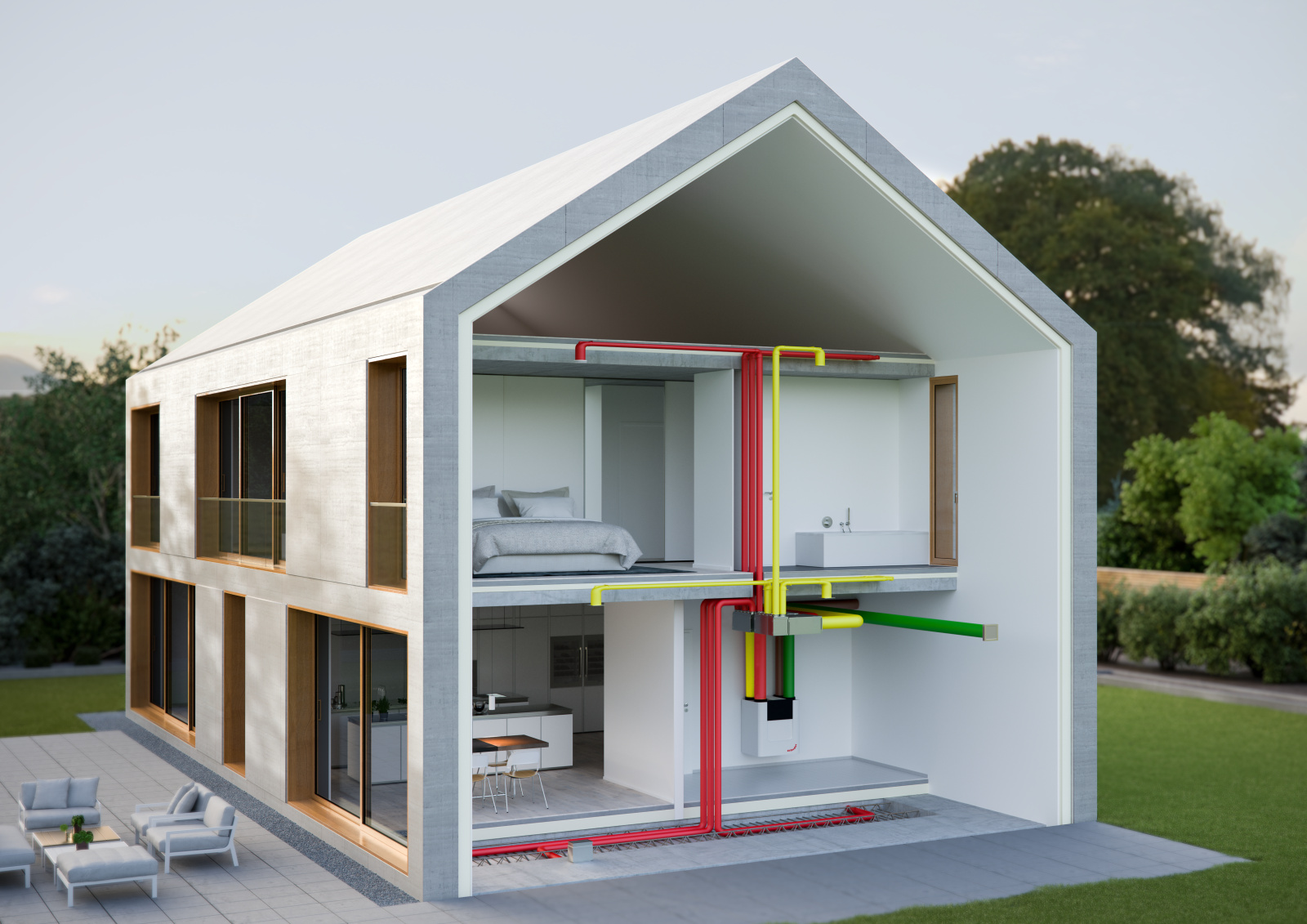 Graphique de la maison avec système de ventilation