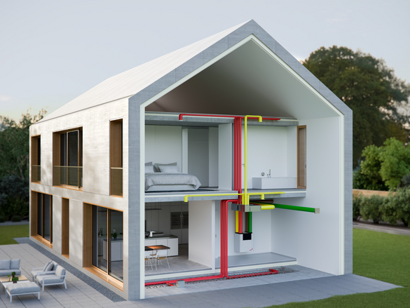 Grafica della casa con sistema di ventilazione