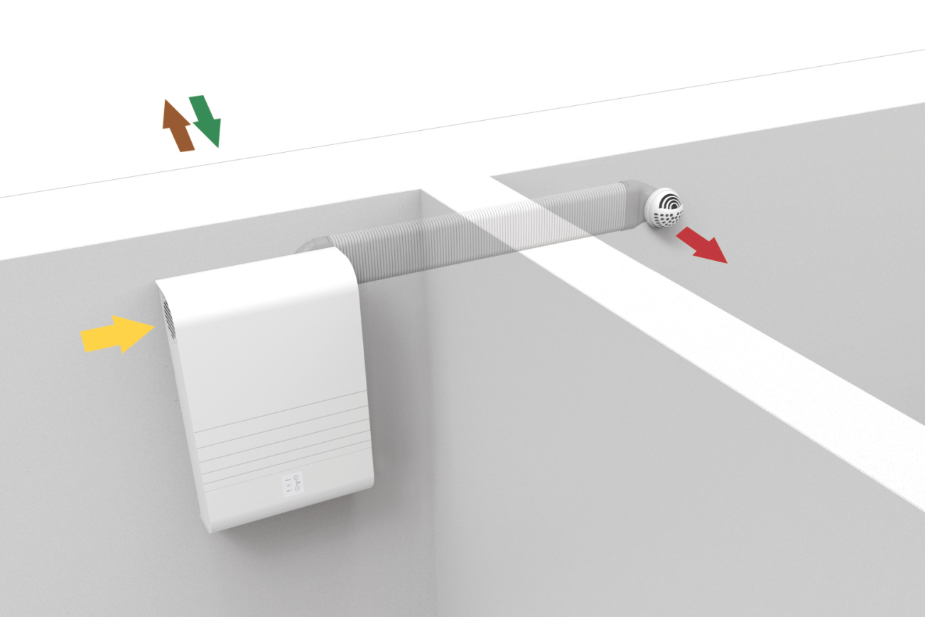 Grafico collegamento per secondo ambiente con apparecchio di ventilazione