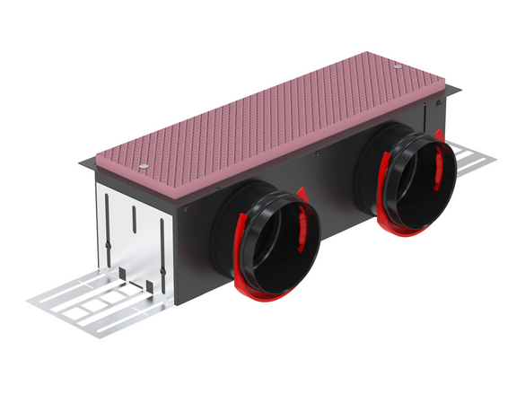 Rendering Zehnder ComfoCase CLD breit Comfortable indoor ventilation Angled view