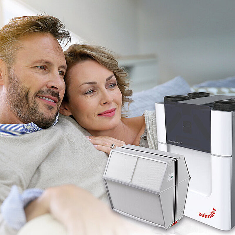 [Translate to Deutsch:] Optimale Luftfeuchtigkeit mit Zehnder Enthalpietauscher