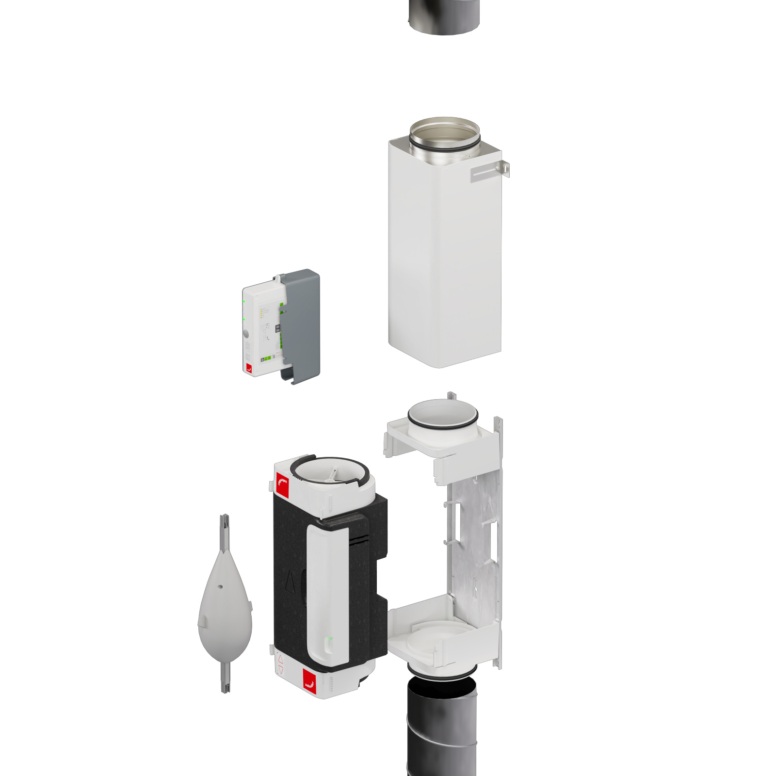 Cut-Out Zehnder ComfoVar Aero Comfortable indoor ventilation Angled view