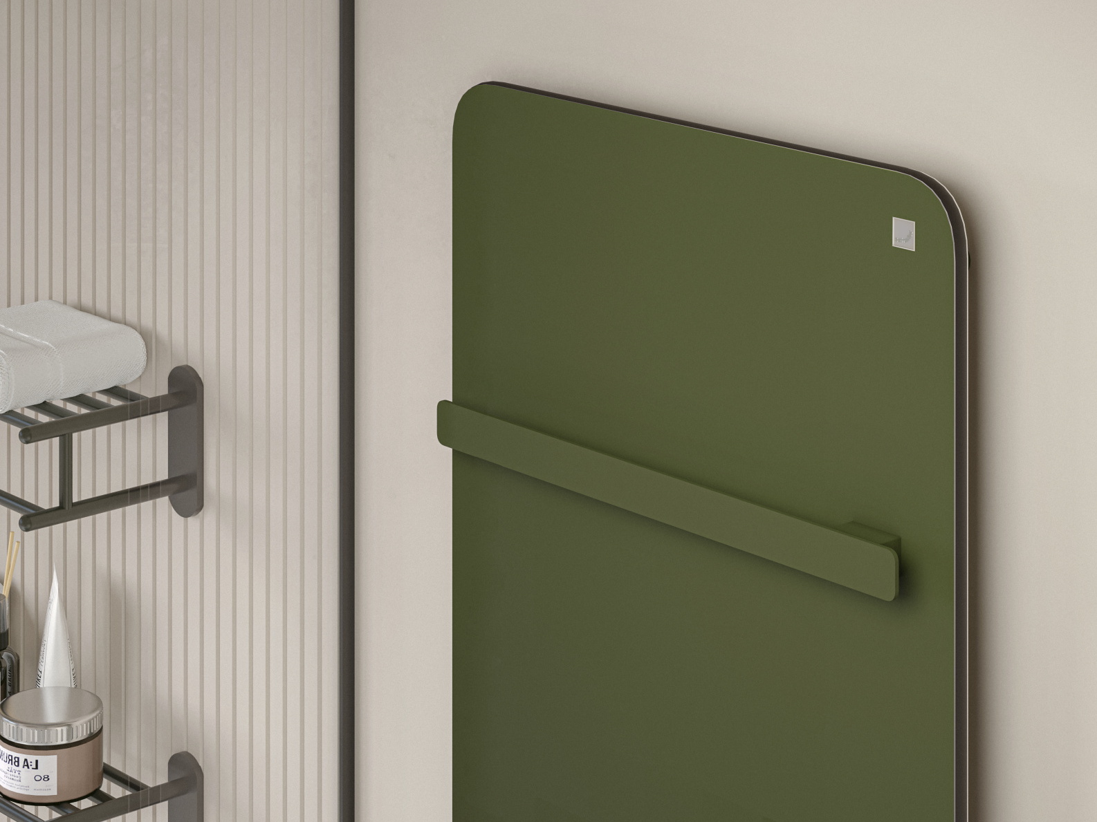 Rendering Zehnder Vitalo Bar Decorative radiator Angled view