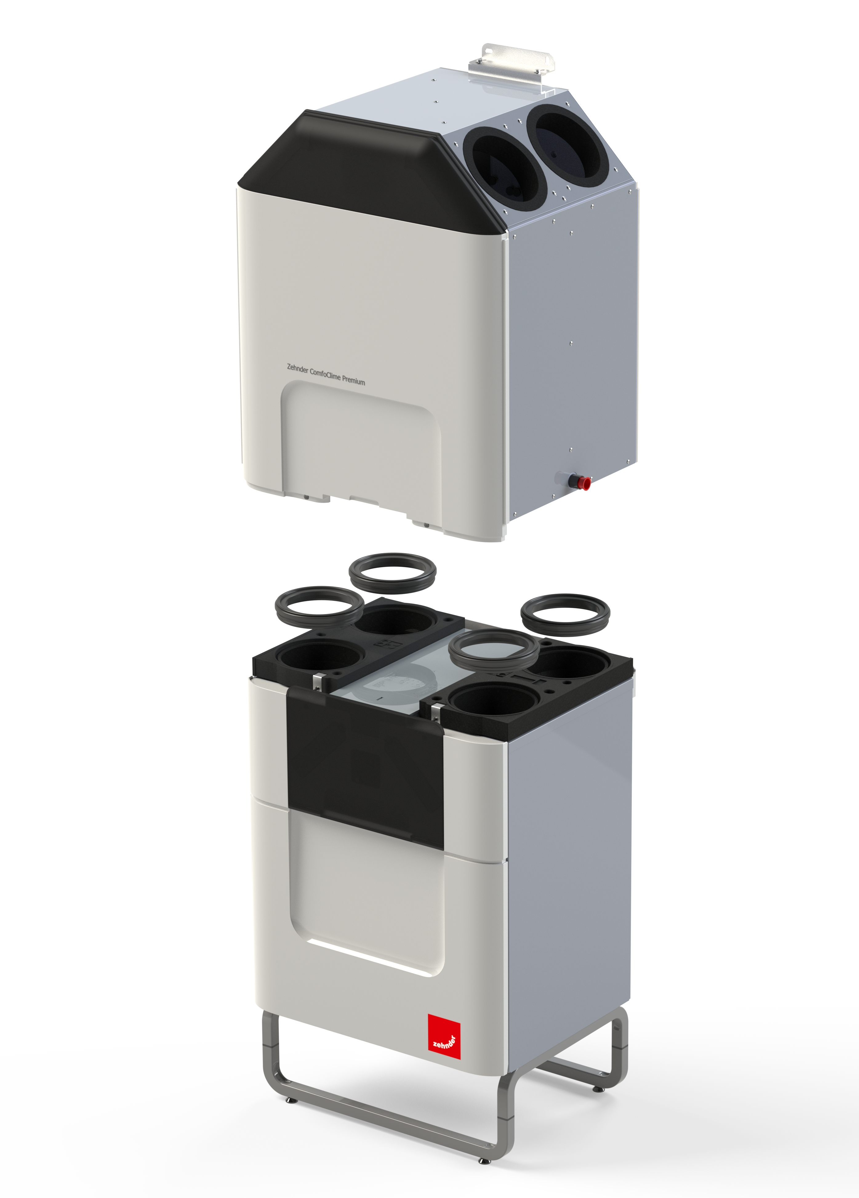 Rendering Zehnder ComfoAir Q350 TR Comfortable indoor ventilation Angled view