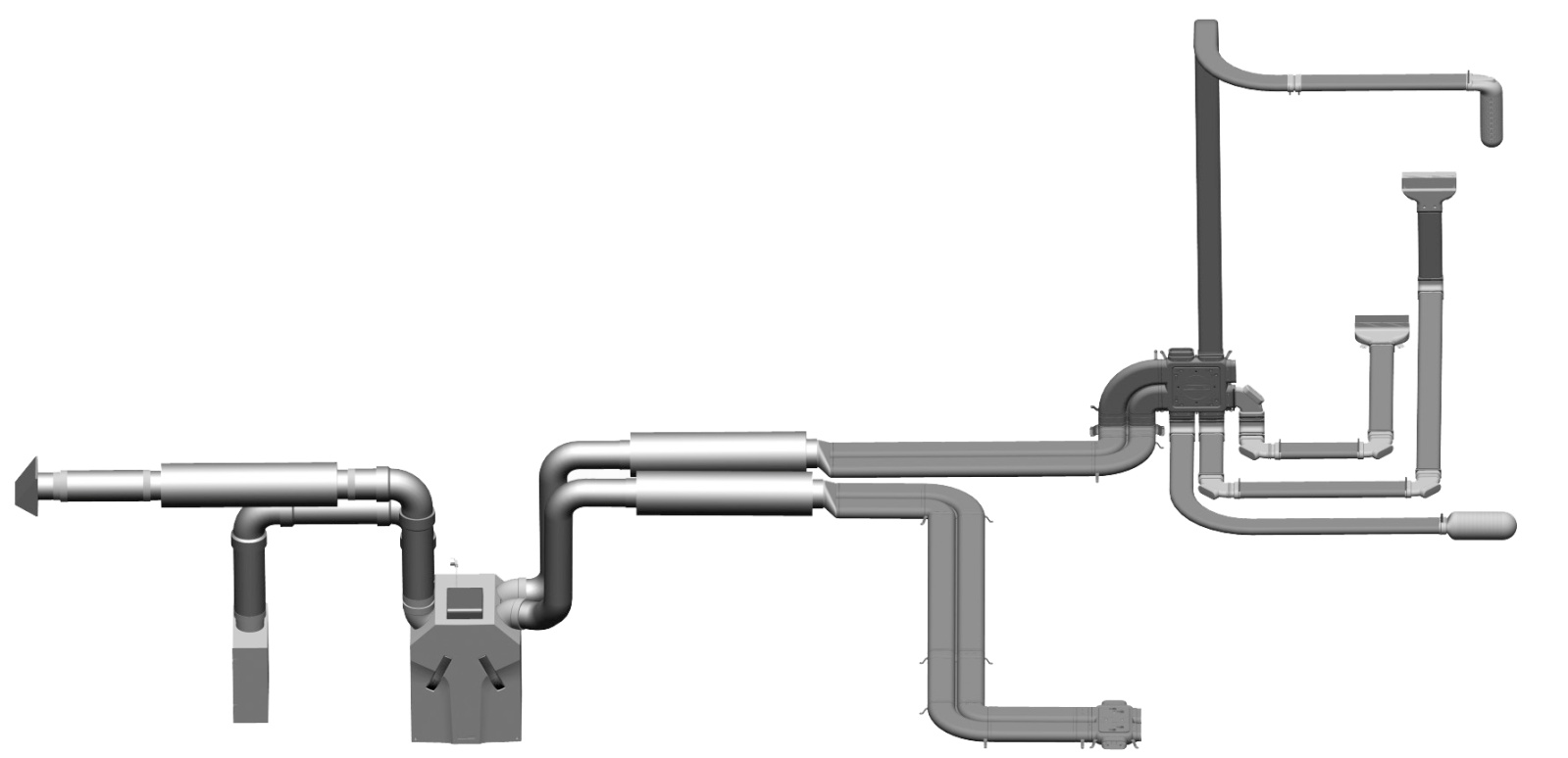 Luftverteilsystem mit Lüftungsgerät und Auslässen