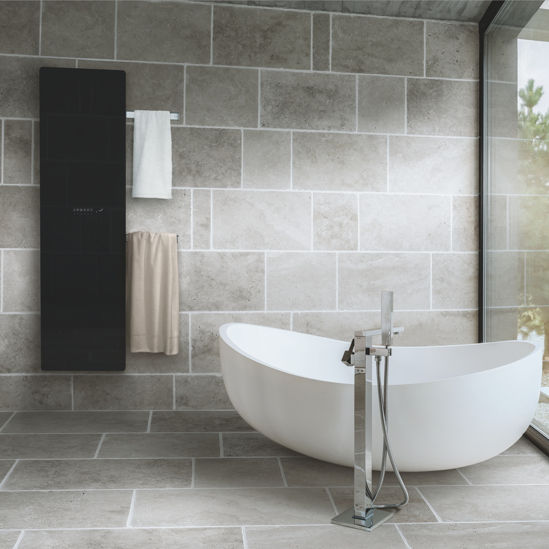 Bagno, vasca da bagno, corpo riscaldante nero