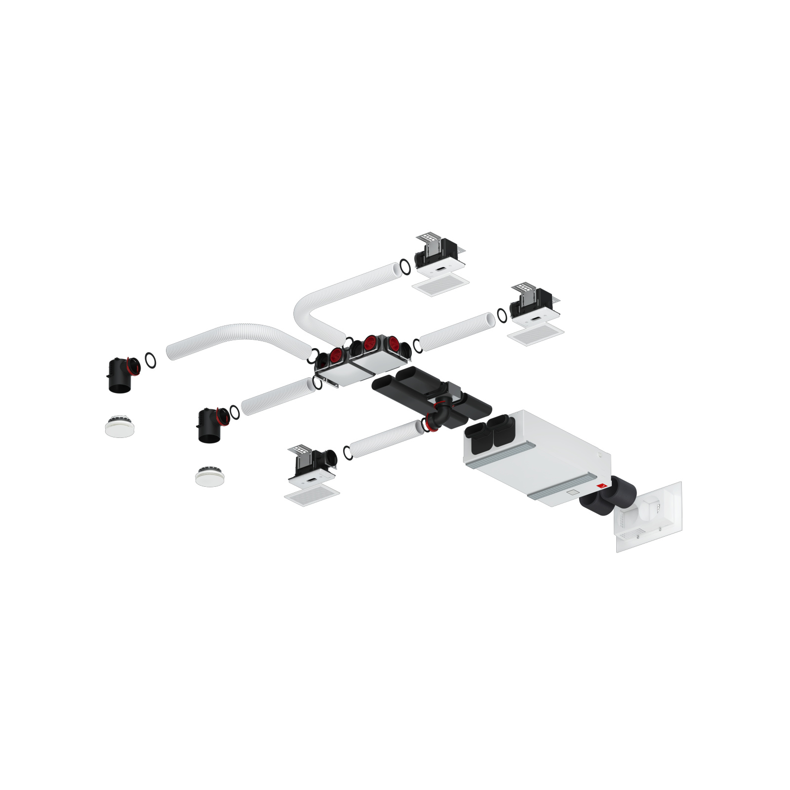 Cut-Out Zehnder ComfoAir Fit 100 Comfortable indoor ventilation Angled view