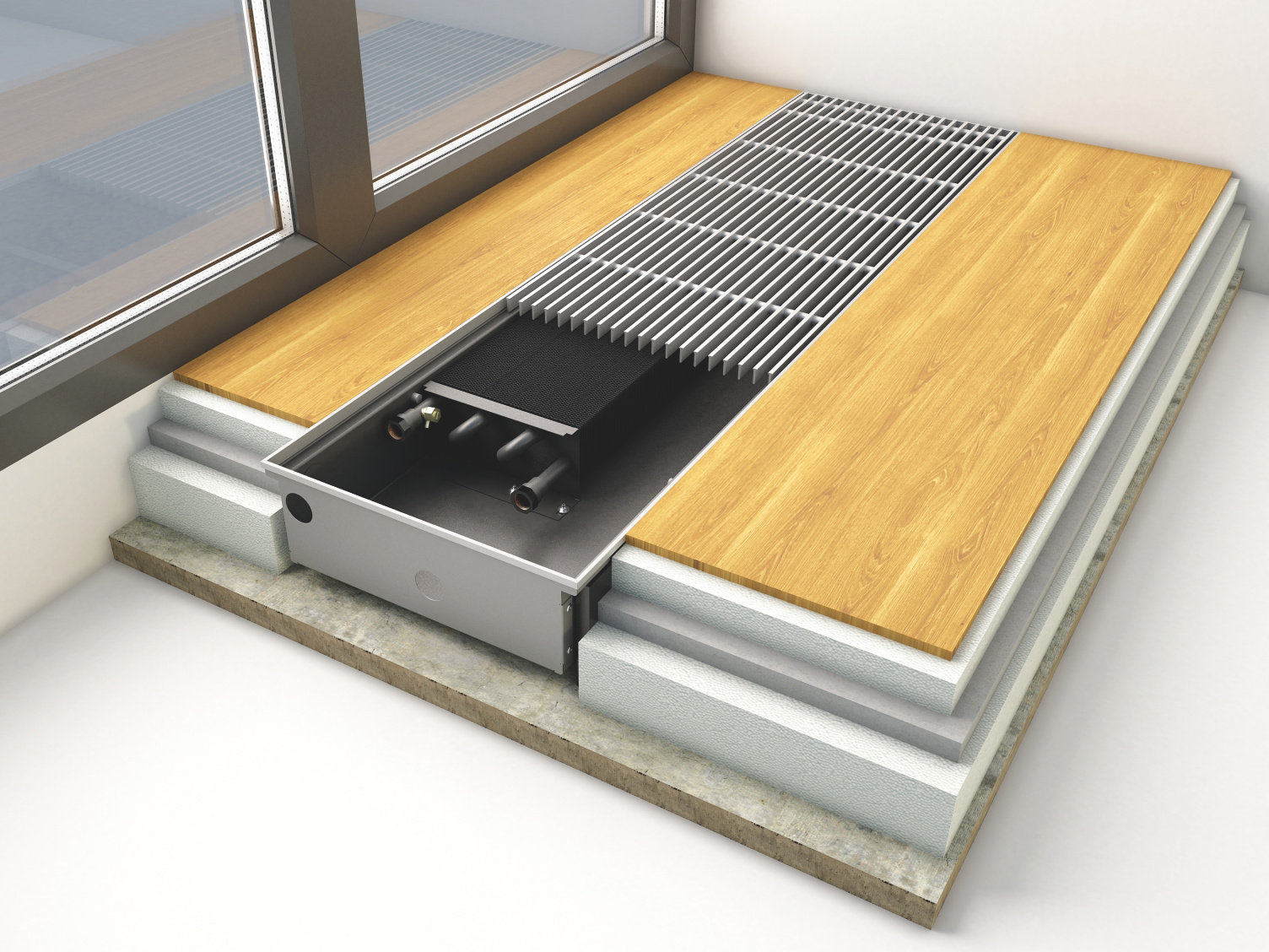 Unterlagsboder, Einbau Unterflurkonvektor Terraline