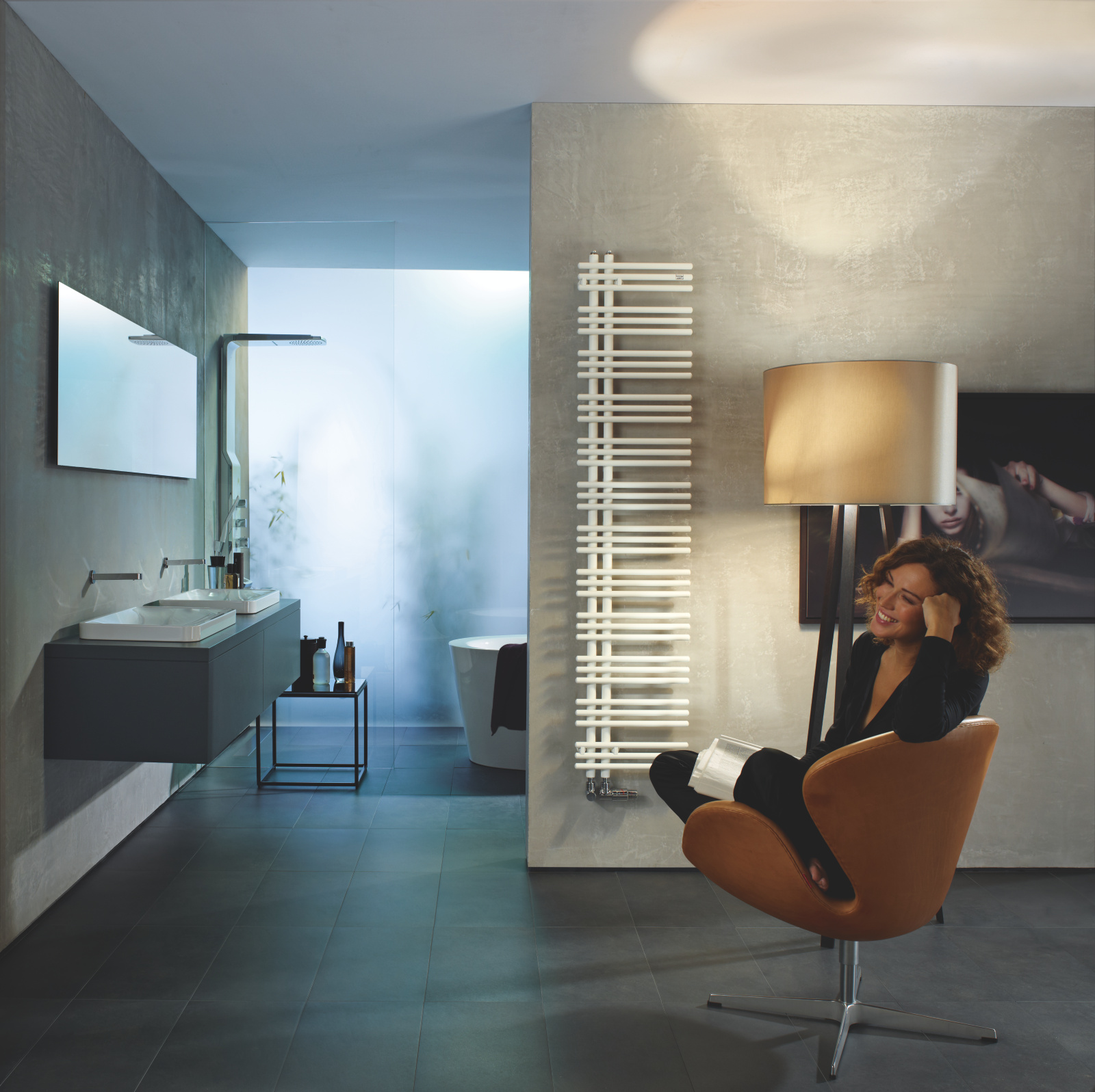 Rendering Zehnder Yucca Asym Decorative radiator Front view