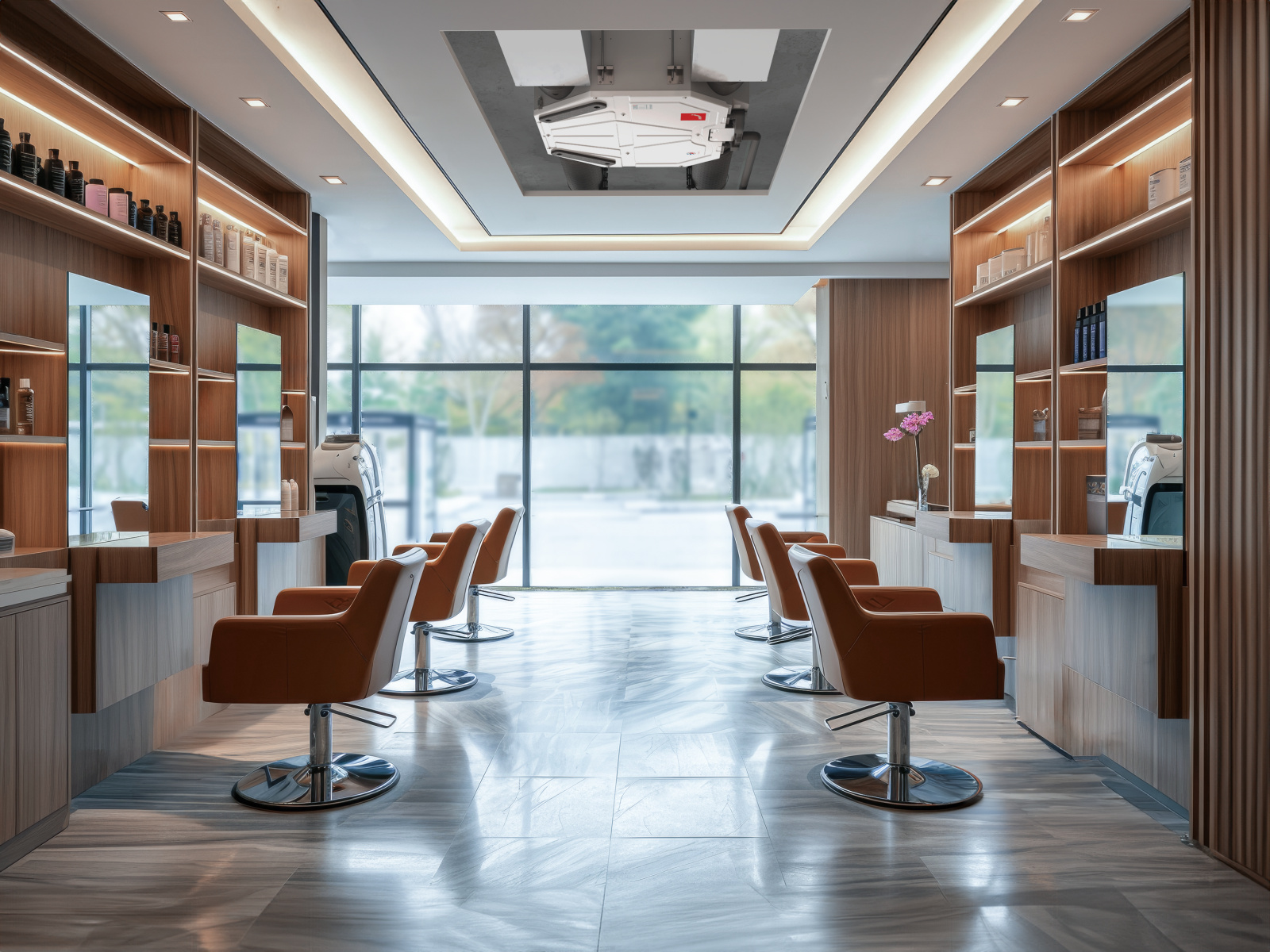 Soluzione per apparecchi a soffitto nel salone da parrucchiere