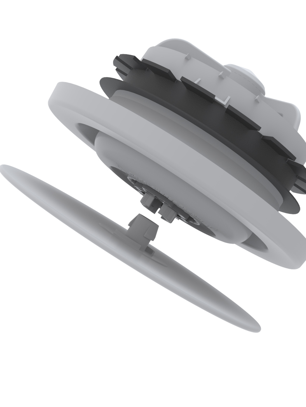 Abluftventil Ansicht Einzelteile, gerasterte Einstellpositionen