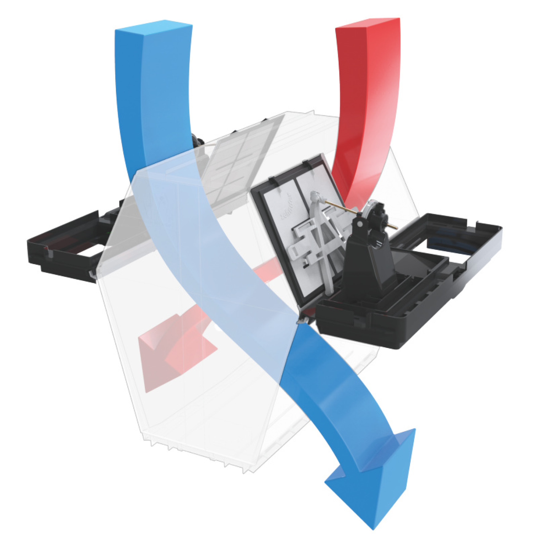 Aletta del bypass chiusa nella ventilazione comfort Zehnder ComfoAir Q Aletta del bypass chiusa nella ventilazione comfort Zehnder ComfoAir Q